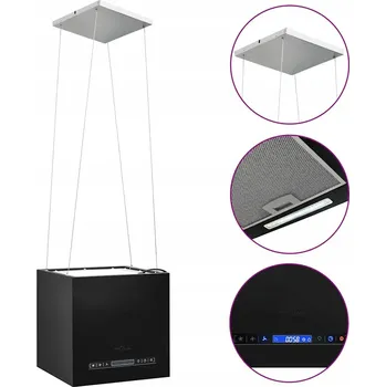 Digestoř Kuchenní digestoř závěsná nad ostrov, 37x37x(62-136,5) cm, černá