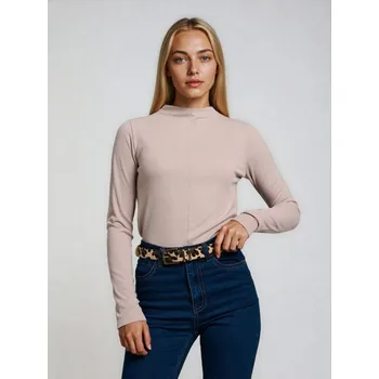 Dámské oblečení Sinsay - Pruhovaná blůza s vysokým výstřihem - béžová - 030HA-08X - 030HA-08X-S