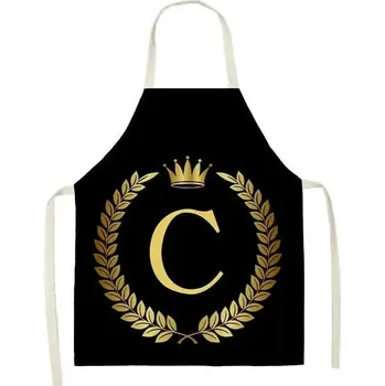 Kuchyňská zástěra Kuchyňská černá zástěra se zlatými písmeny - 20,68x55cm