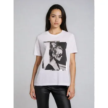 Sinsay - Bavlněné oversize tričko s potiskem - bílá - 957HA-00X - 957HA-00X-M