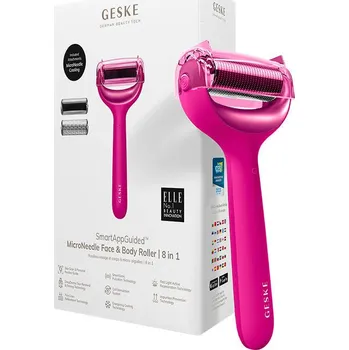 Masáž Mikrojehličkový váleček na obličej a tělo 8v1 Geske s aplikací (Magenta)