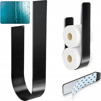 KOVOVÝ STOJAN S DRŽÁKEM NA TOALETNÍ PAPÍR ČERNÝ MULTIFUNKČNÍ ODOLNÝ