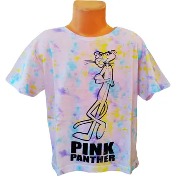 Dívčí tričko Eplusm Dívčí tričko RŮŽOVÝ PANTER krátký rukáv růžovofialové Barva: Růžovofialová, Velikost: 164