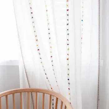 Jednoduché boho kuchyňské krátké záclony - Bílá,132 x 50 cm,Tunel