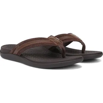Pánská treková obuv VIONIC - Pánské ortopedicky tvarované žabky TIDE II NAPPA, hnědé Velikost: 45