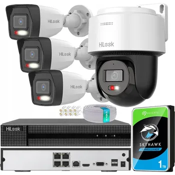 Bezpečnostní kamera Monitorovací Systém pro Firmu: 1 Otočná Kamera 360°, 3 Trubicové Kamery 4Mpx s Detekcí