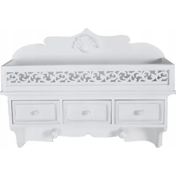 police Bílá nástěnná police se 3 zásuvkami 48,5x13x37,5 cm