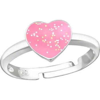 Prsten Stříbrný dětský prsten - růžové srdíčko