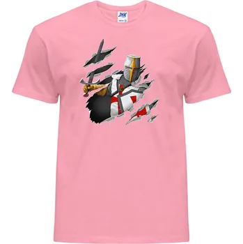 Pánské tričko levne-bavlnene-tricko-potisk-rytir-krizak Barva: Pink neo - pastelově růžová, velikost: M