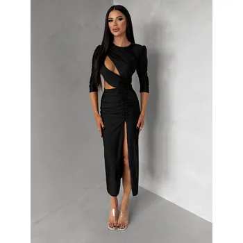 Dámské šaty Černé asymetrické midi šaty BAJRO Velikost: ONESIZE