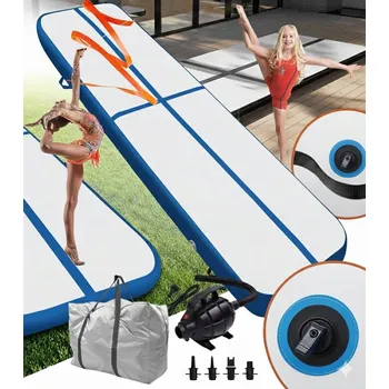 podložka na cvičení Gymnastická podložka Airtrack 4m x 20cm s elektrickou pumpou, tréninková podložka