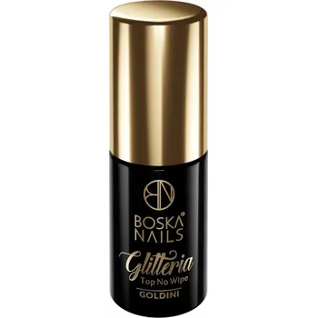Lak na nehty Boska Nails Top Coat No Wipe Glitteria Goldini hybridní lak na nehty 6ml