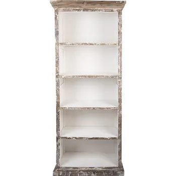 Knihovna Bílo-hnědá antik dřevěná knihovna Christiane - 80*36*195 cm