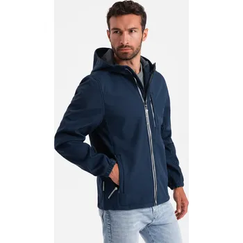 Pánská softshellová bunda Ombre Men's SOFTSHELL jacket with fleece center - navy blue Ombre modrá 2654895