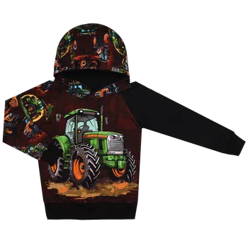 Mikina s kapucí - Traktor zelený Velikost: 128
