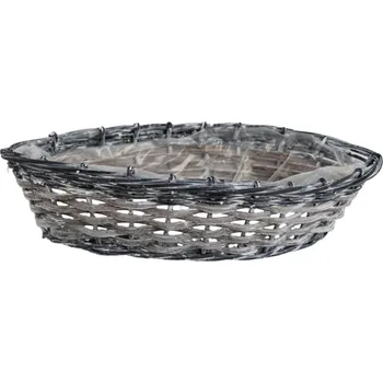 Proutěná šedá ošatka s igelitovým vkladem, 43 x 20 x 12 cm