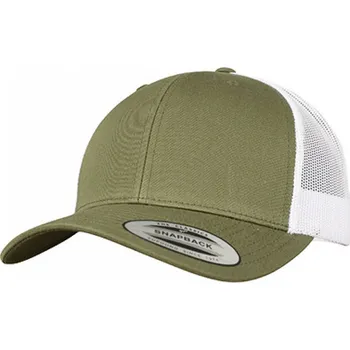 Kšiltovka Flexfit Dvoubarevná retro Trucker 6-panelová kšiltovka se síťkou Barva: zelená khaki - bílá FX6606T