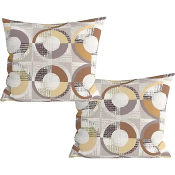 Povlak na polštářek Sada 2 ks dekoračních povlaků na polštář z mikrovlákna CIRELLO 45x45 cm, hnědo-šedá
