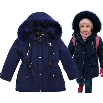 Dívčí bunda Dívčí Zimní bunda , teplá, tmavě modrá, kožíšek 116