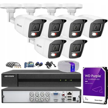 Bezpečnostní kamera Monitorovací sada HiLook CCTV sada 6X TVICAM-B5M-20DL + DVR + HDD