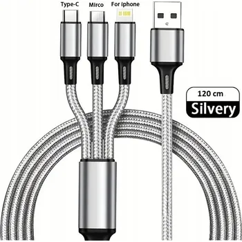Datový kabel Kabel Exponi USB - USB typ C / microUSB / Lightning 1,2 m červený