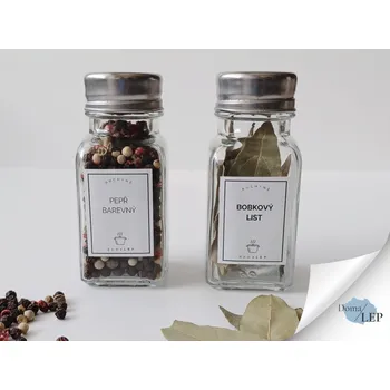 Kořenka Skleněná hranatá solnička DOM – s hliníkovým víčkem, 10 cm