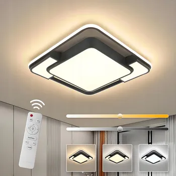 STROPNÍ SVÍTIDLO STROPNÍ SVÍTIDLO LED S DÁLKOVÝM OVLÁDÁNÍM STMÍVATELNÁ, ČERNÁ, ČTVEREC DO OBÝVACÍHO POKOJE