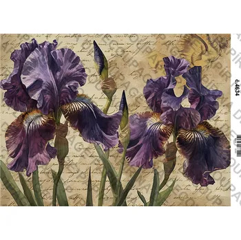 Umělecký papír Rýžový a soft papír na decoupage - Kosatce - KB4634 Materiál: Soft, Rozměr: A4