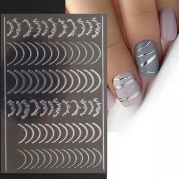 samolepka SAMOLEPKY NA NEHTY HOTOVÉ OZDOBNÉ PROUŽKY FRENCH STŘÍBRNÉ