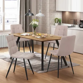 Nábytek Idea-nábytek Jídelní stůl 140x80 BERGEN dub + 4 židle BERGEN béžová 4550