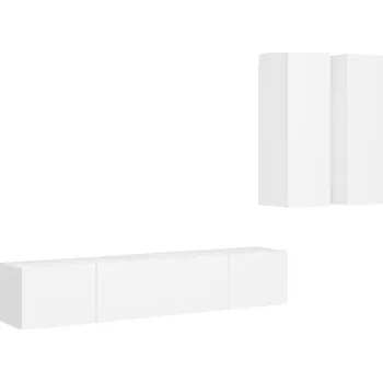 Komoda Závěsná skříňka pod TV 4 ks - bílá, 80x30x30 / 30,5x30x90 cm