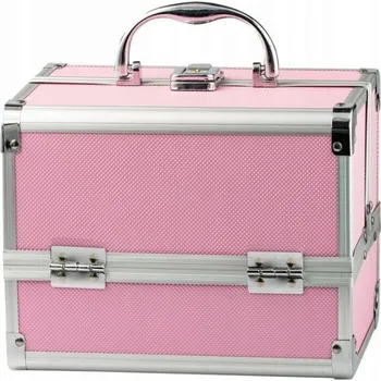 Kosmetický kufřík 22,5x17x17 růžovo-stříbrný