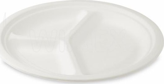 Talíř dělený na 3 porce BIO cukrová třtina Ø 26 cm [50 ks]