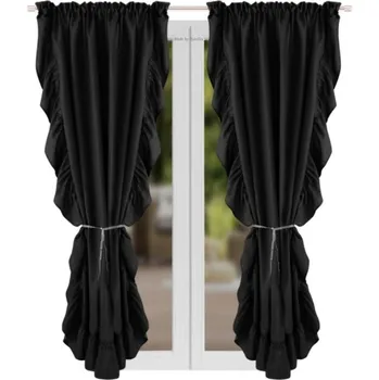 Uchycení záclony a závěsu BytoTex Dekorační závěsy s řasící páskou Canberra - černá 145x250 cm (cena za 2 ks)