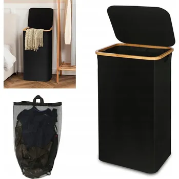 Koš na prádlo Koš na prádlo černý 100 l skládací s víkem a vyjímatelnou taškou