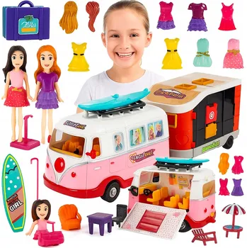 Domeček pro panenku Otevírací obytný vůz auto snů domeček pro panenky hračka sada pro děti autobus