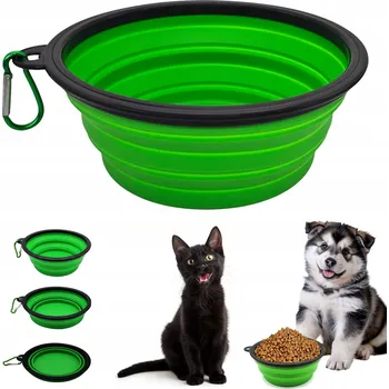 Miska pro psa Skládací (cestovní) silikonová láhev Tojato zelená 1 l