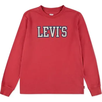 Chlapecké tričko Dětské bavlněné tričko s dlouhým rukávem Levi's 1873 PREP LS TEE 8EN713 červená 92X, vel. 110