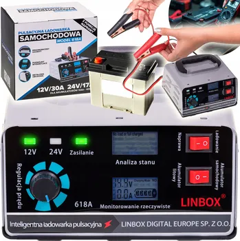 Nabíječka autobaterie Nabíječka autobaterií Linbox 12V/24V 30A s funkcí rychlého nabíjení