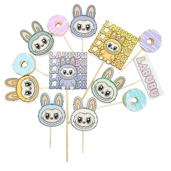 Jedlá dekorace na dort Labubu na dort – jedlé cukrové zápichy na dort (dekorace)