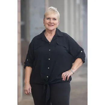 Dámská košile Italy fashion Košile s vázáním WISH Barva: Černá, Velikost: UNI: XL-3XL