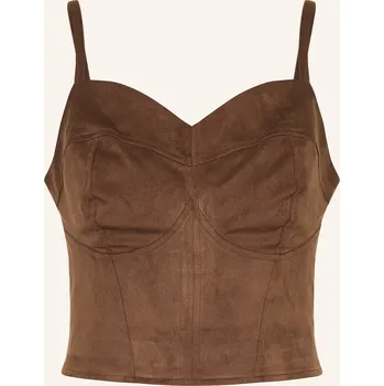 Guess Dámský Top V Koženém Vzhledu, tmavě hnědá, 36