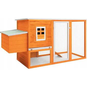 Dřevěná klec pro slepice se zelenou střechou 192x75x103 cm