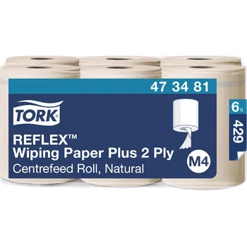 Papírový ručník Tork Reflex 473481, 2 vrstvá utěrka středové odvíjení přírodní, návin 150 m, M4, karton 6 rolí