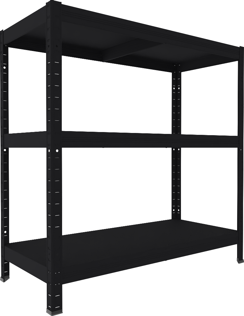 Kovový regál Biedrax 40 x 60 x 90 cm, černý, 3 police plech, nosnost 100 kg na polici