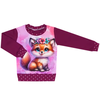 Mikina bez kapuce - Puntík borůvka - lištička Velikost: 98