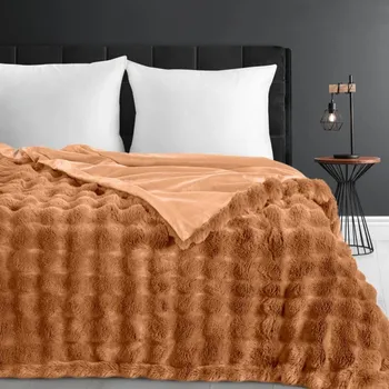 Přehoz na lůžko Hnědý plyšový přehoz s 3D efektem - stylový doplněk interiéru Šířka: 200 cm | Délka: 220 cm