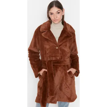 Dámský kabát Dámský kabát Trendyol Plush Trendyol hnědá 1671917