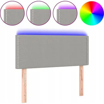 Čelo postele s LED, světle šedý samet, 80 x 5 x 78/88 cm