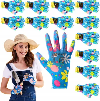 Pracovní rukavice Odolné dámské zahradní rukavice s protiskluzovou úpravou 12 PAR Modré 7